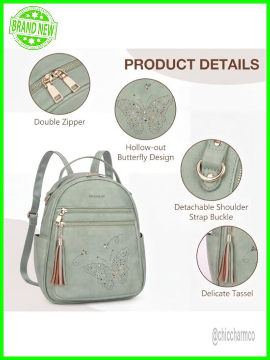 Backpack Purse for Women, PU Leather Lightweight Waterproof Travel Mini Daypack main image 4